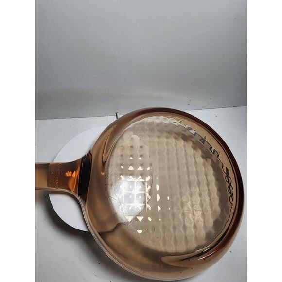 ​🎯 VINTAGE VISIONS Corning France Amber Glass 7" Skillet Waffle Bottom Fry Pan - Picture 8 of 8